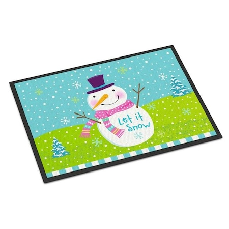 Carolines Treasures Carolines Treasures VHA3017MAT 18 x 27 in. Christmas Snowman Let it Snow Indoor or Outdoor Mat VHA3017MAT